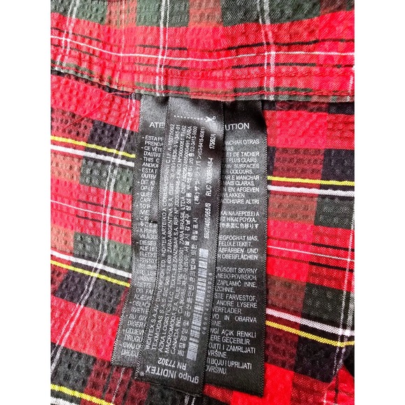 ZARA Women Classic Plaid Small Button Down Shirt Grunge Red Tartan Long Sleeve - Picture 6 of 9